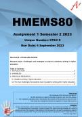 HMEMS80 Assignment 1 (COMPLETE ANSWERS) Semester 2 2023 (570415) - DUE 4 September 2023 