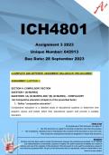 ICH4801 Assignment 3 (COMPLETE ANSWERS) 2023  (642913) - DUE 28 September 2023