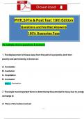 (2024 / 2025) PHTLS 10th Edition Pre & Post-Test and PHTLS 10th Edition Final Exam Questions and Verified Rationalized Answers, 100% Guarantee Pass