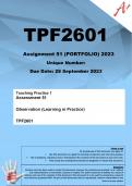 TPF2601 Assignment 51 (PORTFOLIO COMPLETE ANSWERS) 2023