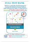 Test Bank for Effective Leadership and Management in Nursing 9th Edition by Eleanor Sullivan 9780134153117 Chapter 1-28 | Complete Guide A+