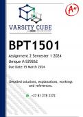 BPT1501 Assignment 2 (DETAILED ANSWERS) Semester 1 2024  - DISTINCTION GUARANTEED 