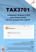 TAX3701 Assignment 1 (QUIZ COMPLETE ANSWERS) Semester 2 2023 (701239) - DUE 25 August 2023