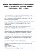 Ryanair Initial Exam Questions and Answers Latest 2024/2025 with complete solution;(Actual exam 100% verified)