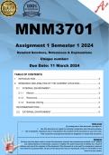 MNM3701 Assignment 1 (COMPLETE ANSWERS) Semester 1 2024 - DUE 11 March 2024