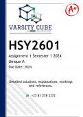 HSY2601 Assignment 1 (ANSWERS) Semester 1 2024 - DISTINCTION GUARANTEED