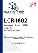 LCR4802 Assignment 1 (DETAILED ANSWERS) Semester 1 2024 - DISTINCTION GUARANTEED