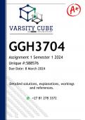 GGH3704 Assignment 1 (ANSWERS) Semester 1 2024 - DISTINCTION GUARANTEED