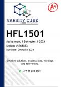 HFL1501 Assignment 1 (DETAILED ANSWERS) Semester 1 2024 - DISTINCTION GUARANTEED 