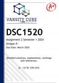 DSC1520 Assignment 2 (DETAILED ANSWERS) Semester 1 2024 (159215) - DISTINCTION GUARANTEED