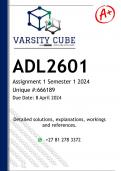 ADL2601 Assignment 1 (DETAILED ANSWERS) Semester 1 2024 - DISTINCTION GUARANTEED