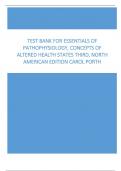 A Complete Test Bank For Essentials Of Pathophysiology, Concepts Of Altered Health States Third, North American Edition Carol Porth