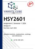 HSY2601 Assignment 2 (DETAILED ANSWERS) Semester 1 2024 - DISTINCTION GUARANTEED 
