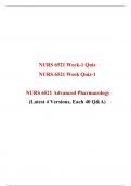 NURS 6521 Week 1 Quiz  Answer (Latest 4 Versions, Each 40QA), NURS 6521/NURS 6521N:  Advanced Pharmacology, Walden University.