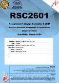 RSC2601 Assignment 1 (QUIZ ANSWERS) Semester 1 2024-  Due March 2024