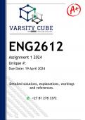 ENG1512 Assignment 1 (DETAILED ANSWERS) 2024 - DISTINCTION GUARANTEED.