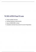 NURS 6550 Final Exam (2 Latest Versions)/ NURS6550/NURS 6550N Final Exam  / NURS-6550N Final Exam, Correct and Verified Q & A,NURS 6550-Advanced Practice Care of Adults in Acute Care Settings I, Walden University.