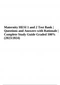 Maternity HESI 1 and 2 Test Bank | Questions and Answers with Rationale | Complete Study Guide Graded 100% (2023/2024)