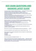 DOT EXAM QUESTIONS AND  ANSWERS LATEST GUIDE 2023 SERIES