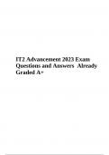 IT2 Advancement 2023 Exam | Questions and Answers Already Graded A+