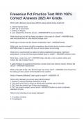 Fresenius Pct Practice Test With 100% Correct Answers 2023 A+ Grade.