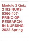 Module 2 Quiz  2192-NURS5366-407- PRINC-OFRESEARCHIN-NURSING2022-Spring