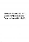 Immunization Exam 2023 - Questions and Answers, Latest Rated A+