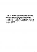 JKO Annual Security Refresher Pretest Exam 2023 (Questions with Solutions) Latest Solutions Graded 100%