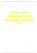 TEST BANK  FOR ESSENTIAL HEALTH ASSESSMENT 1ST EDITION BY THOMPSON 