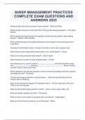 SHEEP MANAGEMENT PRACTICES COMPLETE EXAM QUESTIONS AND ANSWERS 2023