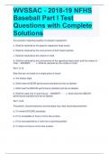 WVSSAC - 2018-19 NFHS Baseball Part I Test Questions with Complete Solutions 