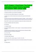 ALAT Chapter 1 Final Exam: The Field of Laboratory Animal Science Question and answers 100% solved  2023