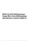 HESI A2 LPN Math Entrance Exam 2023 | Over 400 Questions and Answers | Latest Graded A+