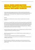 SOCIAL WORK ASWB MASTERS PRACTICE TESTS part 2 Questions and answers. 2022 update. Graded A+