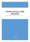 PMHNP ACTUAL EXAM 2022/2023 - QUESTIONS & ANSWERS (GRADED A+) SOLVED 100% UPDATED VERSION