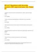 HR ch:7 Questions with Accurate answers. 99% approved pass rate. Rated A+ Document Content and Description Below . If employees consistently achieve their productivity objectives, it might be a signal that training is needed. a. True b. False - ☑☑False . 