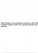 APEA Predictor Exam Questions and Answers 2023 With Complete Solutions (APEA ALL possible Questions and Answers).