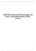 NURS 6521 Advanced Pharmacology Final Exam : Q/A Verified Answers 1OO% Correct