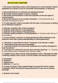 NR 222 Exam 2 Questions And Answers 2023 Course NR 222 Institution NR 222 The nurse is teaching a class on the importance of communication. Which statement by a person is true of nonverbal communication or behavior? a. Nonverbal behavior is culturally and