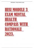 HESI MODULE 3  EXAM MENTAL  HEALTH  COMPASS WITH  RATIONALE  2023