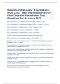 Network and Security - Foundations -  WGU C172 - Most Import Materials for Final Objective Assessment Test Questions And Answers 2023