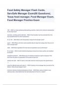  Food Safety Manager Flash Cards, ServSafe Manager Exam(80 Questions), Texas food manager, Food Manager Exam, Food Manager Practice Exam Questions & Answers 2023 ( A+ GRADED 100% VERIFIED)