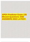 APEA Predictor Exam 135 Missed Questions AND ANSWERS 2023 LATEST.