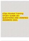 eTips Alcohol Training STUDY GUIDE 20+ QUESTIONS AND VERIFIED ANSWERS 2023.