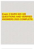 Exam 3 NURS 623 100 QUESTIONS AND VERIFIED ANSWERS 2023 COMPLETE.