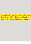 Managing for quality and performance excellence 10th edition test bank by James R. Evans, William M. Lindsay