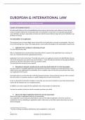 SAMENVATTING EUROPEAN & INTERNATIONAL LAW! VOLLEDIG