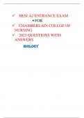 HESI A2 ENTRANCE EXAM 2023 QUESTIONS WITH  ANSWERS  BIOLOGY 