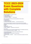 TCCC 2023-2024 Exam Questions with Complete Solutions 