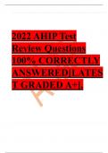 2022 AHIP Test  Review Questions  100% CORRECTLY ANSWERED[LATES T GRADED A+].